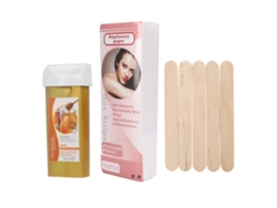 Kit De Depilación Con Cera Que Incluye 100 G De Cera, 100 Bandas Depilatorias Y 5 Espátulas De Madera (miel).