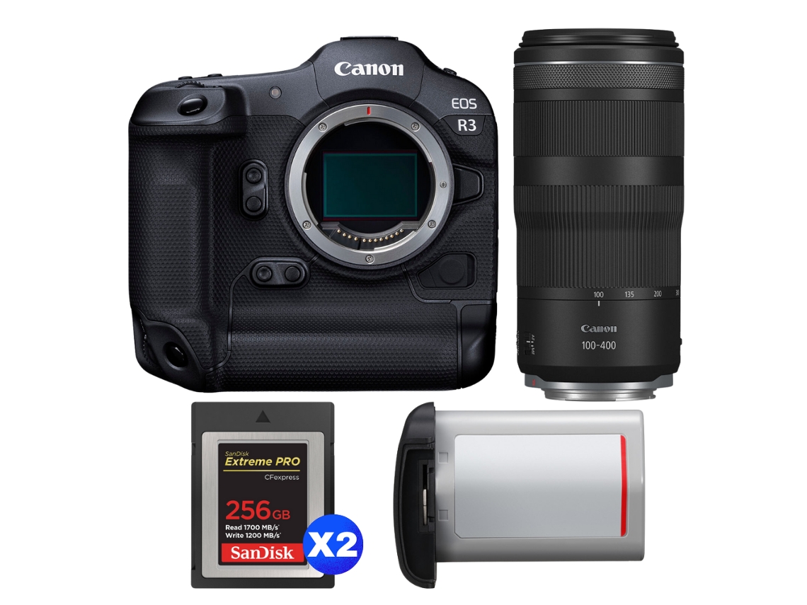 Canon Eos R3 + Rf 100-400mm F/5.6-8 Is Usm + 2 Sandisk 256gb Extreme Pro Cfexpress Type B + Canon Lp-e19 + Ebook Pricedirect