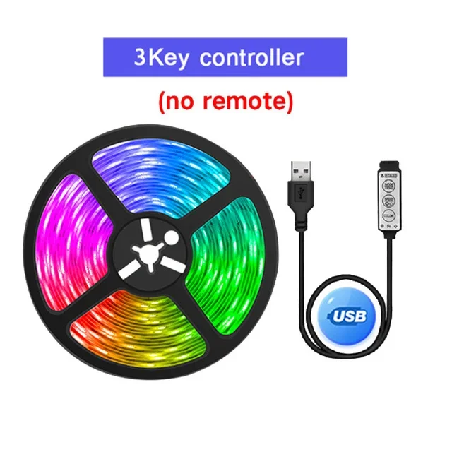 (Controlador de 3 botones, 20 metros) Tira de LED USB de 5 V, tira de luz flexible