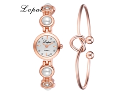 Reloj De Cuarzo Para Mujer Con Brazalete De Aleación, Ivpai, Oro Rosa Y Decoración De Diamantes De Imitación Blancos.