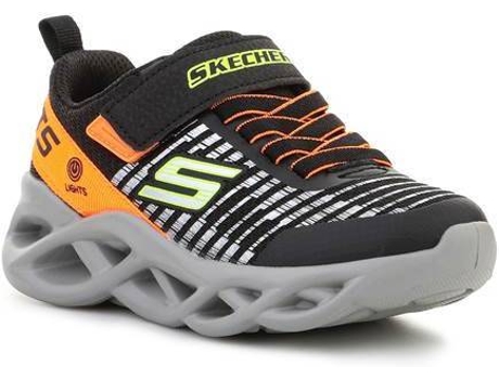 Zapatillas SKECHERS S Lights Niños (33 - Negro y Naranja)