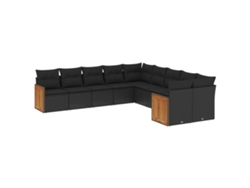 Maison Exclusive - Set De Sofás De Jardín 10 Pzas Cojines Ratán Sintético Negro