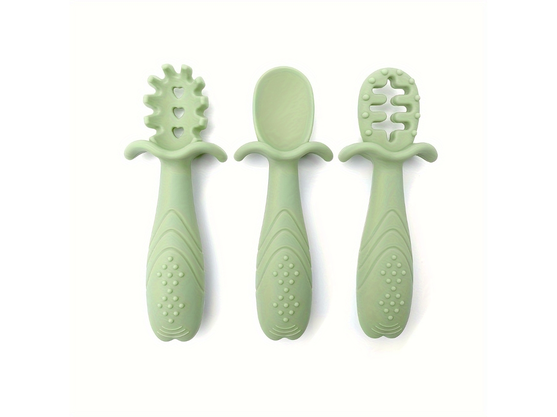 Set De Alimentación Para Bebés De 3 Piezas Fabricado En Silicona Suave Con Asas Texturizadas Antideslizantes.