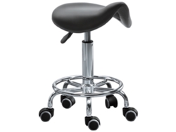 Taburete Regulable En Altura Con 5 Ruedas, Asiento Ergonómico De Espuma, 51-66 Cm, Negro.