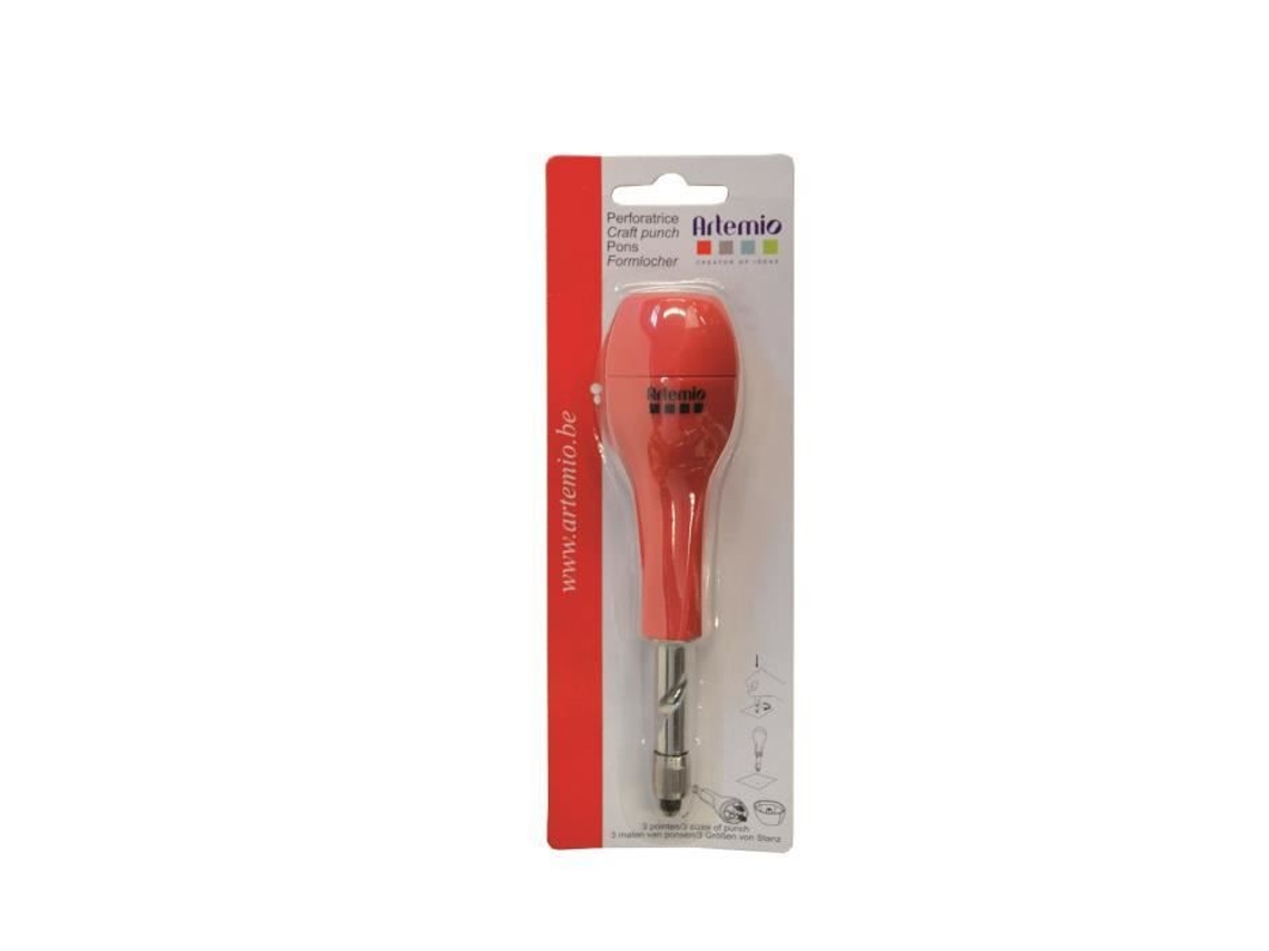 Perforadora Artemio de 3 puntas para manualidades (2, 3 y 4 mm, ergonómica, 15 cm)