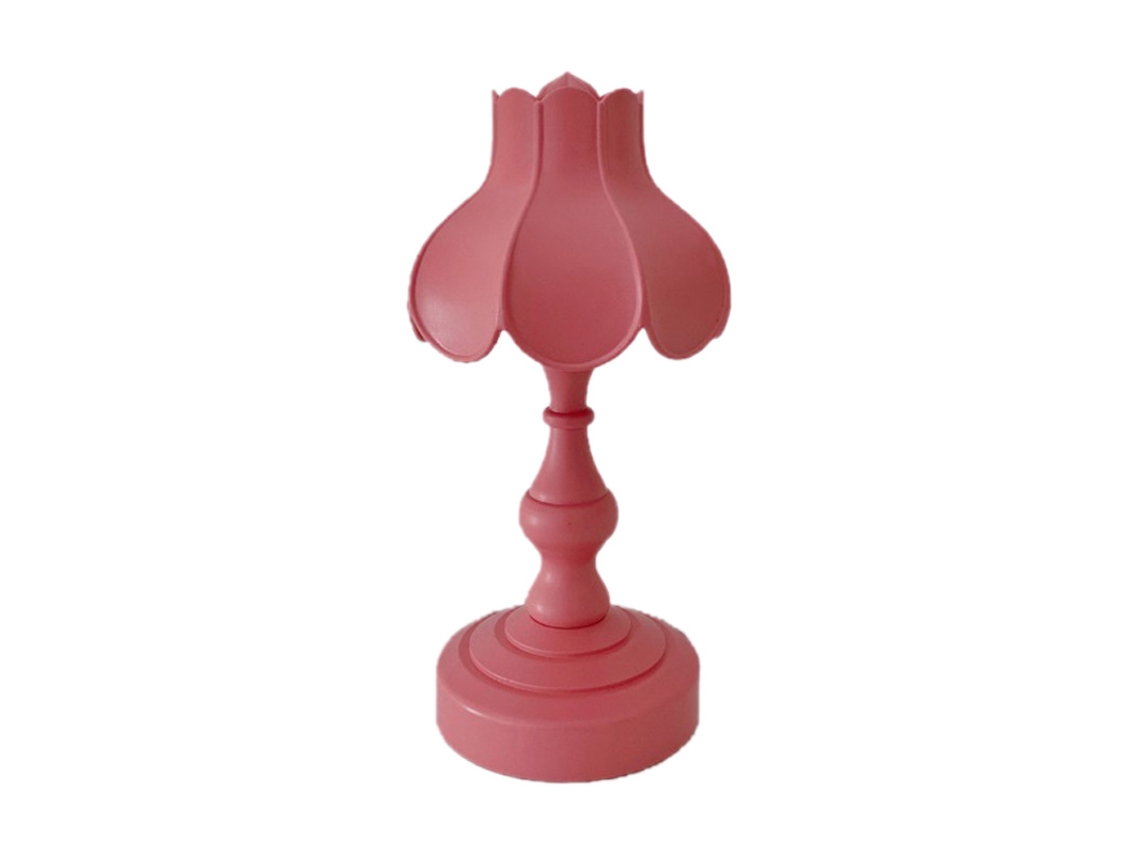 Lámpara De Mesa Retro Con Forma De Hoja De Loto Y 3 Fuentes De Luz, Pequeña, Para Dormitorio De Niña, Roja Y Rosa.