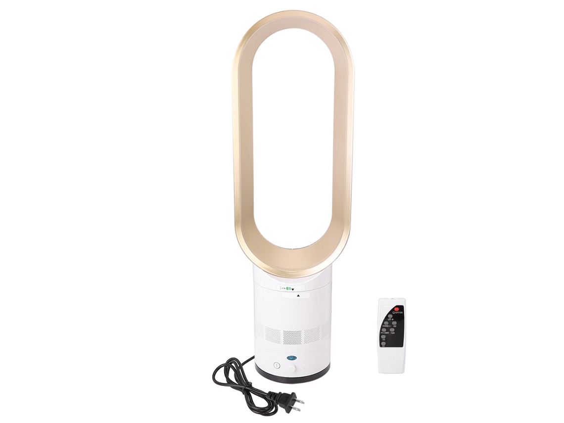 Ventilador de mesa portátil dorado con diseño libre de barro