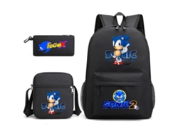Mochila Sonic Student De 3 Piezas, Diseño Casual. Es Un Producto Educativo Y Resistente Que Se Adapta Perfectamente A Los Niños, Lo Que Lo H