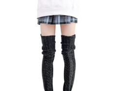 Calcetines Largos De Lino Hasta La Rodilla Para Mujer Con Pelo Extendido: Cálidos Y Cómodos.