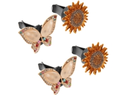 Clips Decorativos Para Difusor De Aceites Esenciales De Coche (4 Piezas) Con Forma De Mariposa Y Girasol.