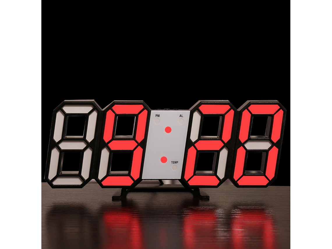 Despertador digital LED 3D, mesa/pared, moderno, brillo ajustable, snooze, temperatura, dormitorio/oficina Kofihety
