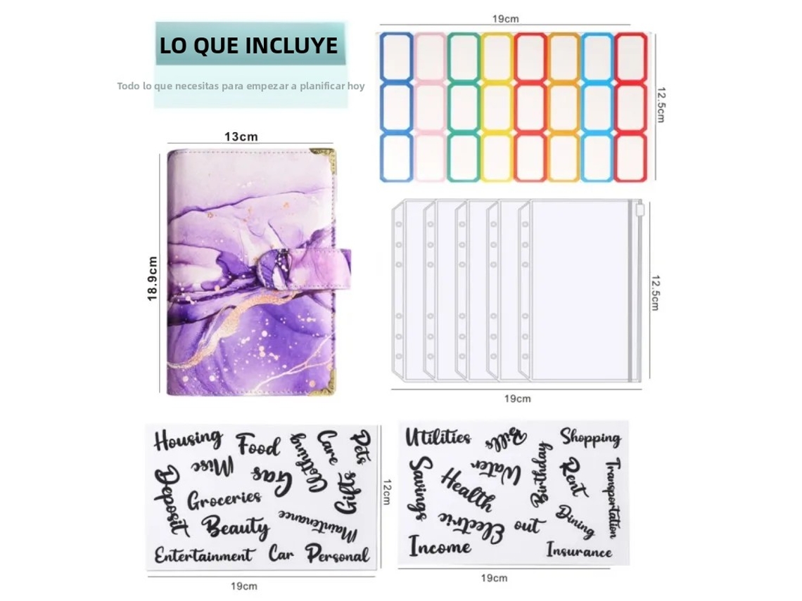 Juego de 8 cuadernos económicos MDUG A6 con estampado dorado y mármol.