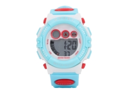 Reloj Digital Infantil, Resistente Al Agua, Con 7 Luces Led, Diseño Deportivo, Para Niños Y Niñas De 4 A 15 Años, Azul Y Blanco.