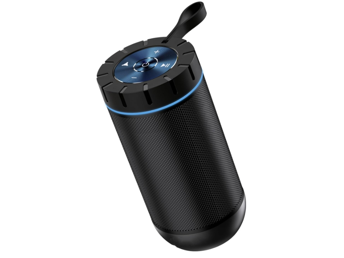 Altavoz Bluetooth inalámbrico Chennnls IPX4 HD con sonido envolvente de 360°, emparejamiento dual, reproducción de 24 horas, color negro