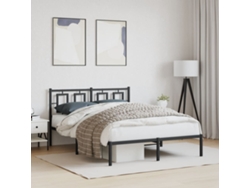 Estructura Cama Sin Colchón Con Cabecero Metal Negro 135x190 Cm