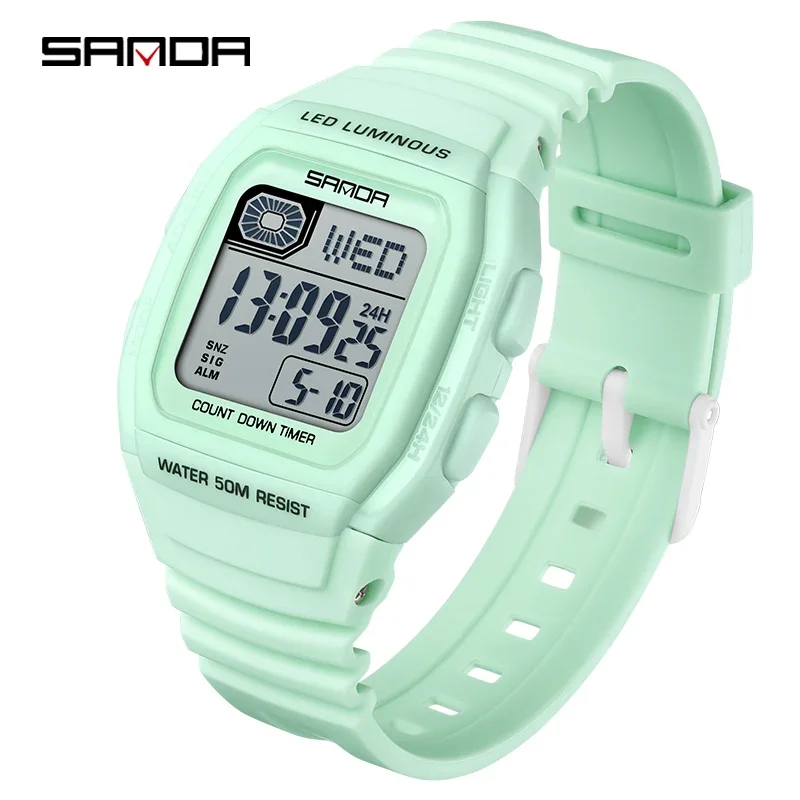 Reloj Electrónico Deportivo Para Estudiantes (verde), Multifuncional, Con Forma De Cubo.