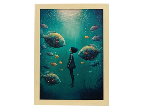 NACNIC Poster Amigos Acuáticos En Estilo Surrealismo Cinematográfico Ilustraciones Y Grabados De Historieta Abstracta Y Artística A4 Marcos Negros