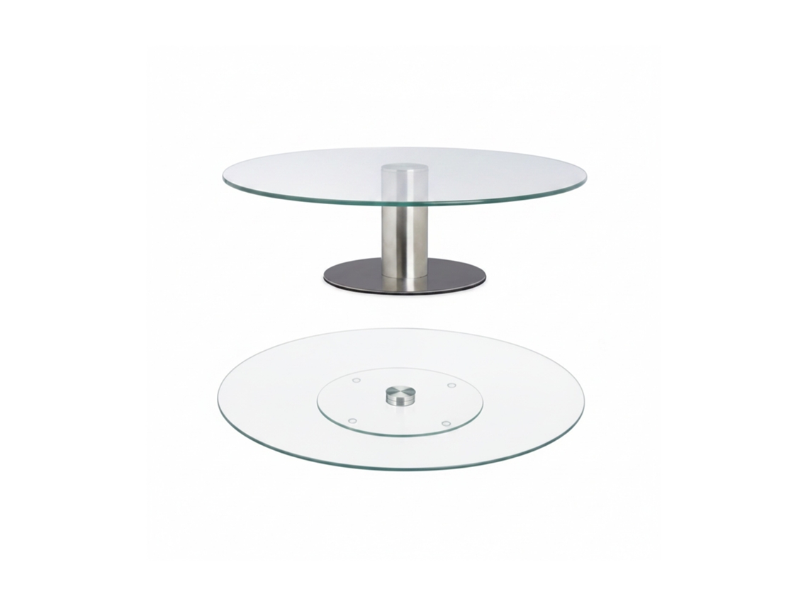 Relaxdays Set 2 Platos Giratorios Tartas, Soporte Pie Pastel, Expositor Plano Cupcakes Cristal, Redondos, Transparente