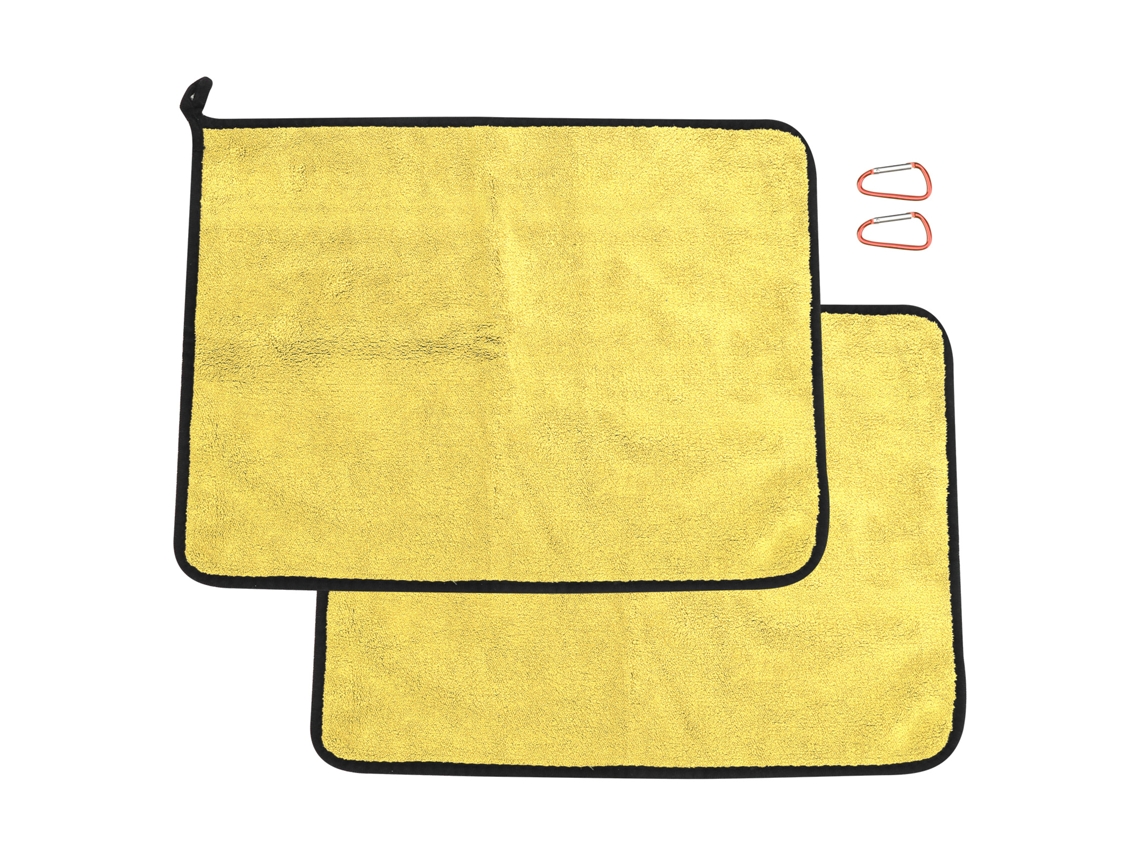 Toalla de pesca, algodón absorbente, amarillo y gris.
