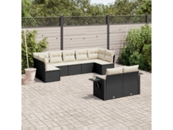 Conjunto de sofás de jardín de 9 piezas DKD Home Decor con cojines de mimbre negros