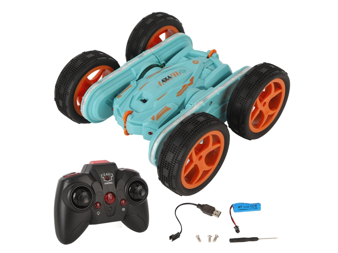 Rebe-carro De Acrobacias Por Controle Remoto Com Luzes, Rotação Dupla E 4 Rodas Para Grama E Praia Azul