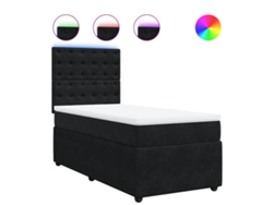 Maison Exclusive - Cama Box Spring Con Colchón Terciopelo Negro 80x200 Cm