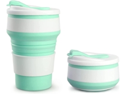 Taza De Viaje De Silicona Plegable 12 Oz Con Tapa, Reutilizable, Anti-deslizante Y Resistente Al Calor Para Camping Y Oficina