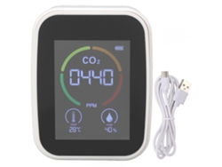 Detector De Calidad Del Aire Interior Co2 Tvoc Con Medición De Temperatura Y Humedad, Blanco