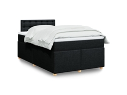 Cama Box Spring Con Colchón Tela Negro 120x190 Cm