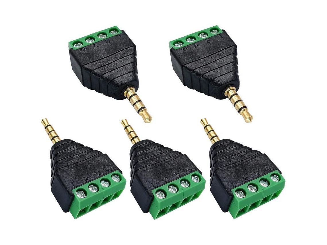 Adaptador Convertidor De Terminal De Tornillo Trrs Macho De 3,5 Mm A Hembra De 4 Pines, 5 Unidades