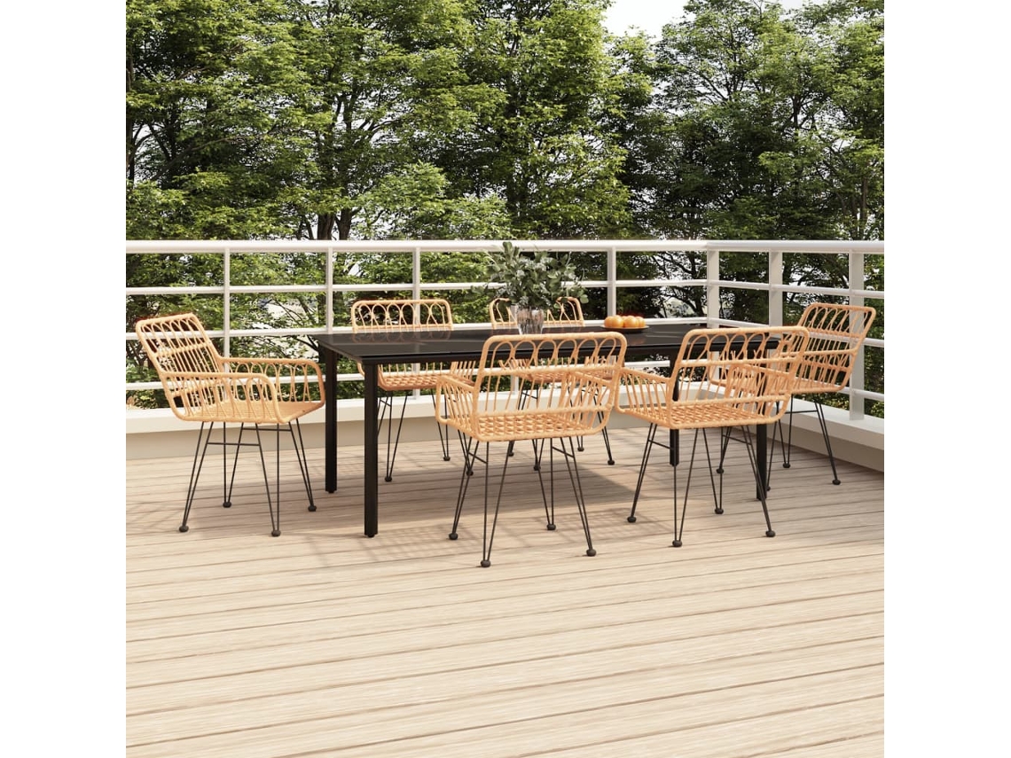 Juego de comedor de jardín de mimbre PE Dkd para decoración del hogar