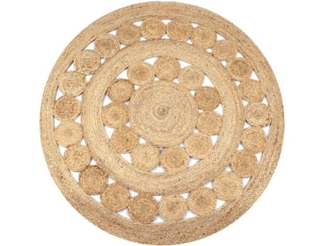 Alfombra Vidaxl Circular beige yute 15 cm redonda 150cm trenzado con diseño decoración 150