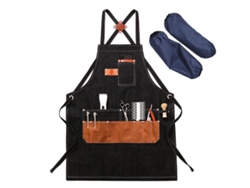 Delantal De Chef Ajustable Con Espalda Cruzada Y Grandes Bolsillos, Lona, M-xxl, Negro