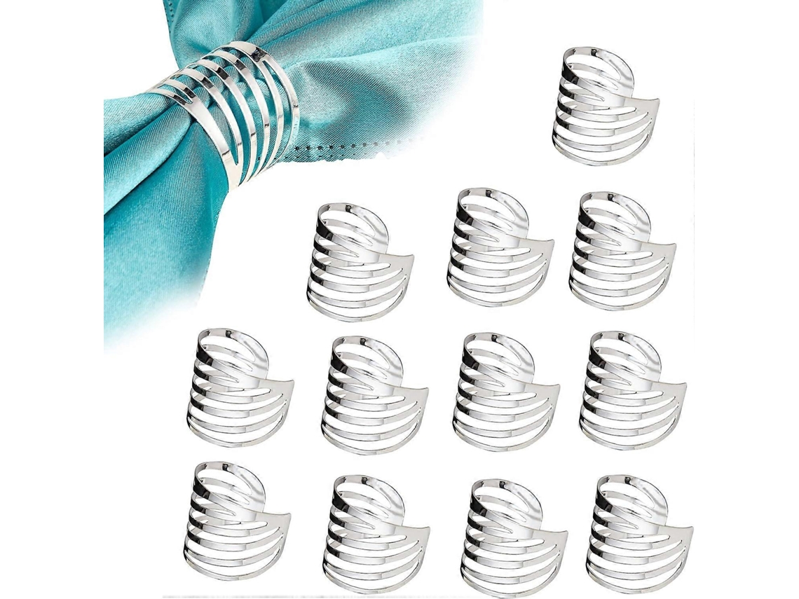12 Anillos Para Servilletas De Metal Plateado Artesanales Para Decoración De Mesa En Bodas Fiestas Cenas Y Festivales