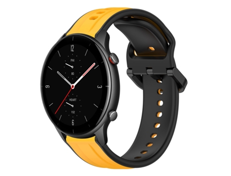 Correa Smartwatch para Amazfit GTR 2e 22mm Silicona Bicolor con Bucle Convexo (Amarillo + Negro)