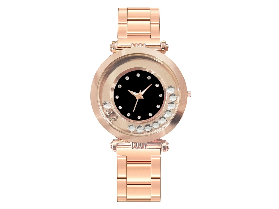 Reloj De Pulsera Para Mujer Vansvar V462, Brazalete De Aleación, Cuarzo, Piedras Preciosas, Negro.
