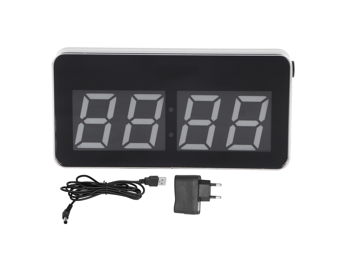 Reloj de escritorio digital LED Baok con espejo iluminado, calendario perpetuo y puerto USB, ideal para el dormitorio y la oficina (enchufe europeo).