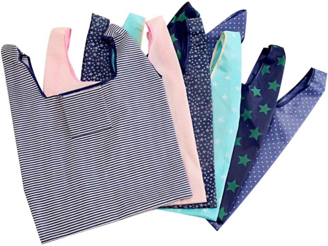 6 Piezas, Té, Pp, 6 Bolsas De Compra Plegables Oxford De Gran Capacidad Con Bolsillos Laterales Reutilizables