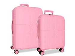 Juego de maletas ABS con detalles en rosa de Pepe Jeans