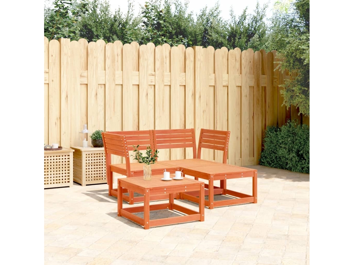 Pcs Conjunto Sofás De Jardim Madeira De Pinho Castanho Cera Dkd Decoración Del Hogar