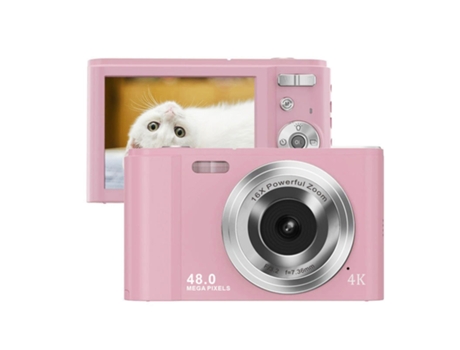 Cámara fotos digital compacta LKC DC302AF Nivel de entrada Regalo de cámara para niños 4K 48MP ZOOM 16X Pantalla de 2,8 pulgadas - Rosa