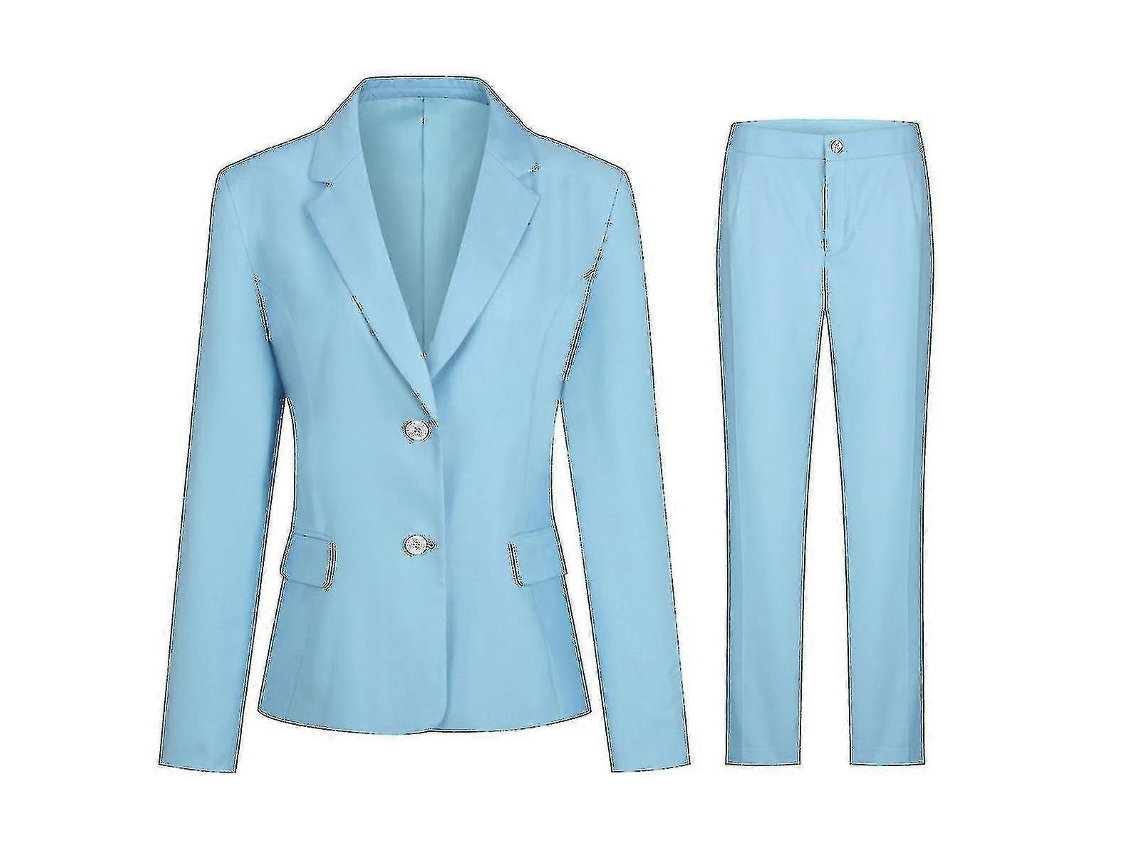 Conjunto de oficina de dos piezas para mujer: chaqueta y pantalón ajustados.