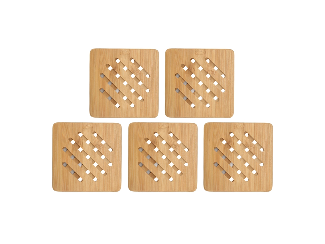 Salvamanteles De Bambú De 5 Piezas, Resistente Al Calor, Para Platos, Sartenes Y Cuencos, 15 Cm