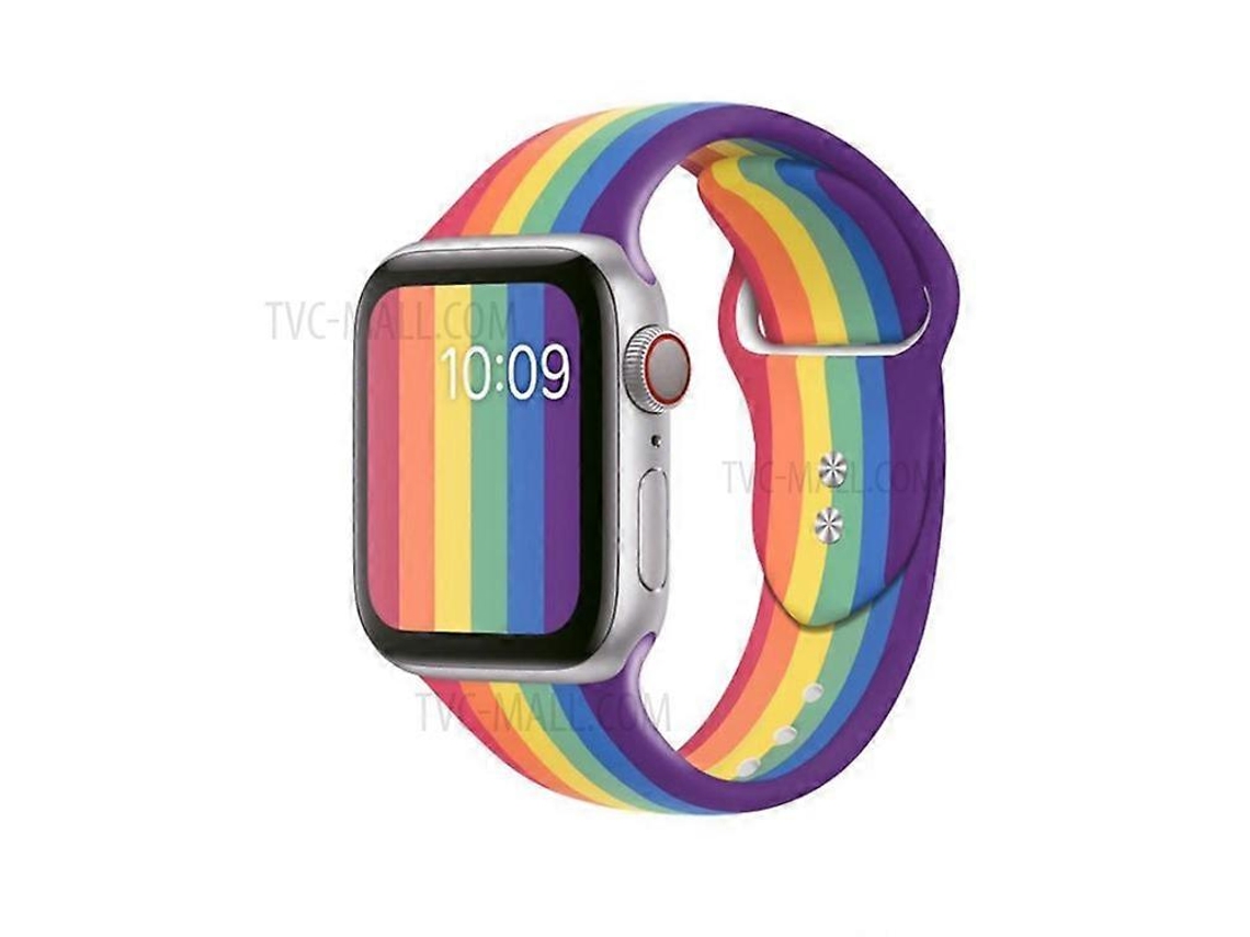 Correa de silicona estilo arcoíris para reloj inteligente compatible con Apple Watch Series 6/se/5/4 de 40 mm y Series 3/2/1 de 38 mm.