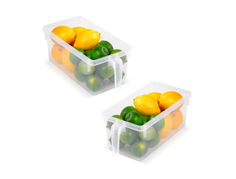 PLASTIC FORTE Juego de 2 Organizadores de Nevera Handy Frigo Transparentes Con Asa