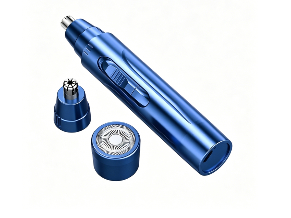 Recortadora de vello nasal y de orejas, recargable por USB, fácil de limpiar - Azul