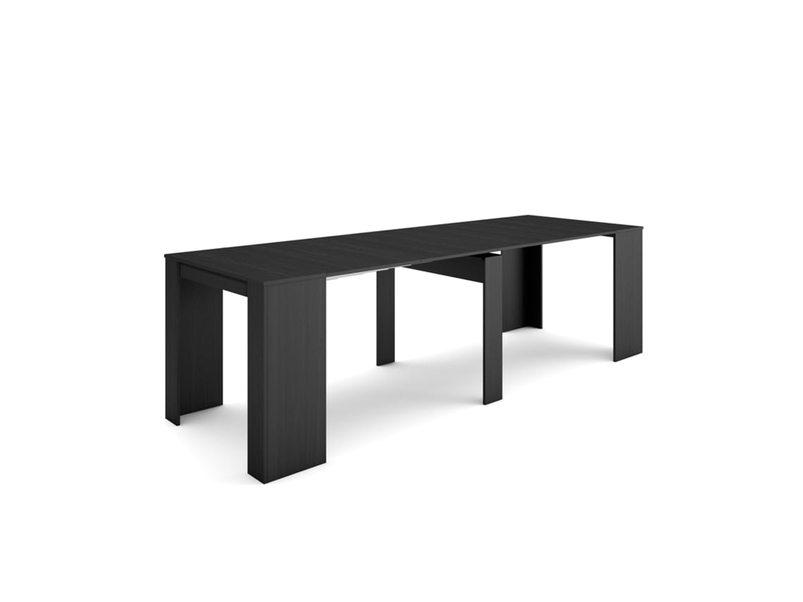 Mesa Consola Extensible, 262x90x77cm, Para 12 Comensales, Comedor Y Cocina, Negro