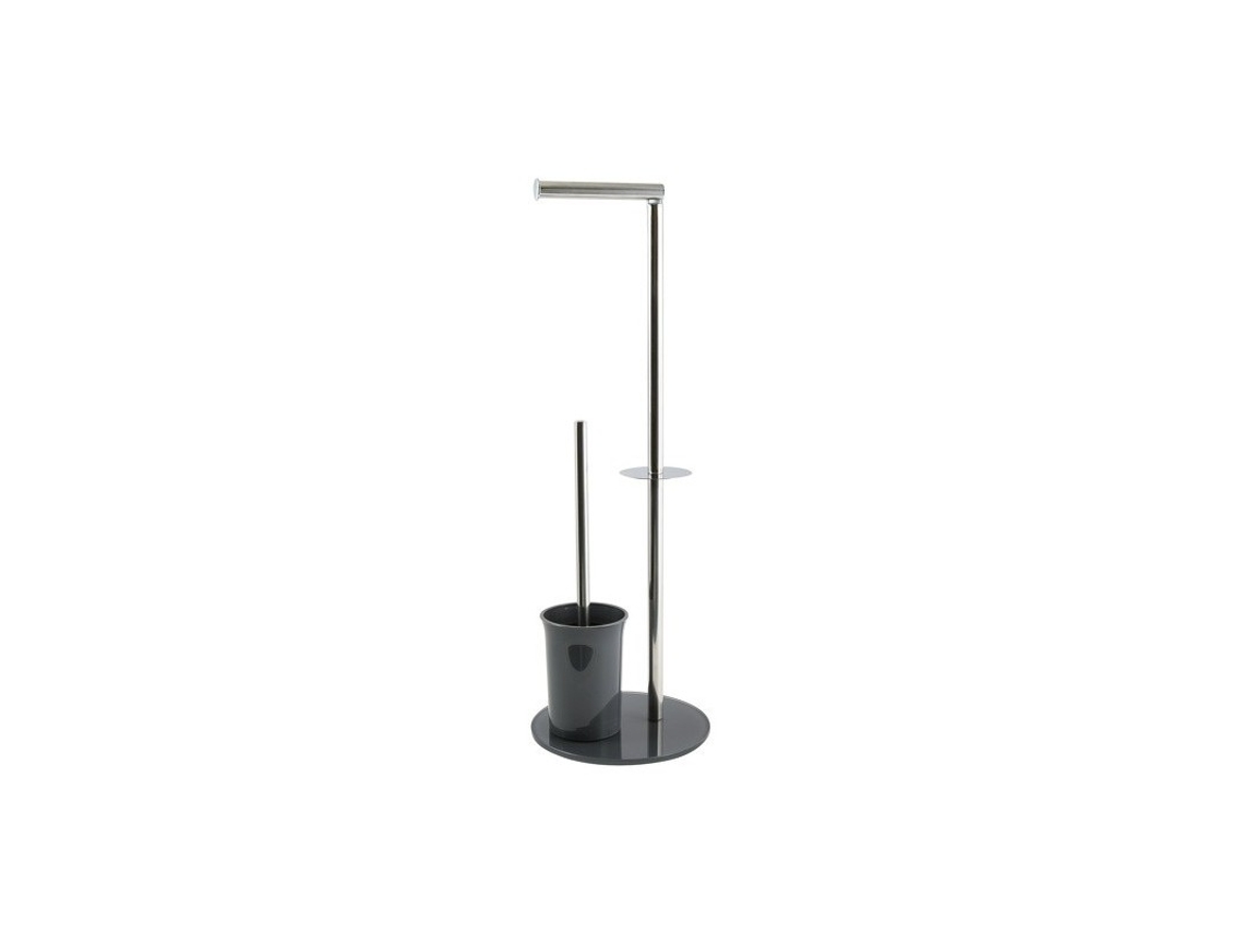 Soporte para escobilla de baño Wellhome de cristal y acero inoxidable gris.