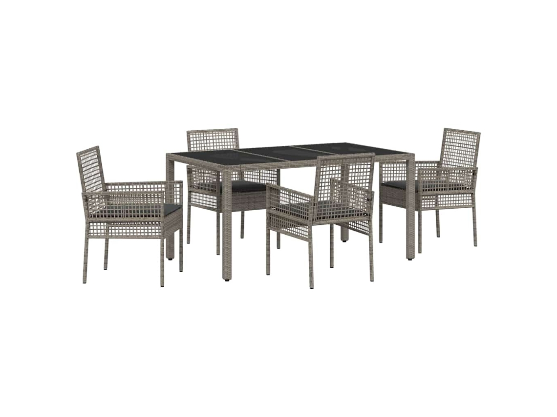 Maison Exclusive - Juego de comedor de jardín de 5 piezas, mimbre gris, Pe