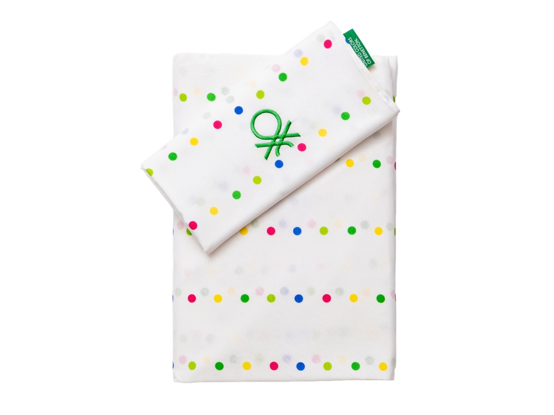 BENETTON - Set 4Pc Cama (Bajera 160x20030cm, Encimera 240x240cm, 2 Fundas Almohada 45x90cm) 70% Algodón 35% Poliéster
